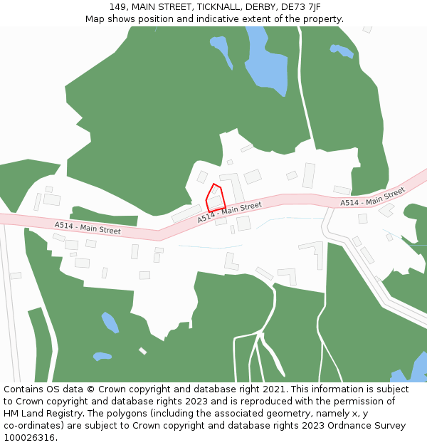 149, MAIN STREET, TICKNALL, DERBY, DE73 7JF: Location map and indicative extent of plot