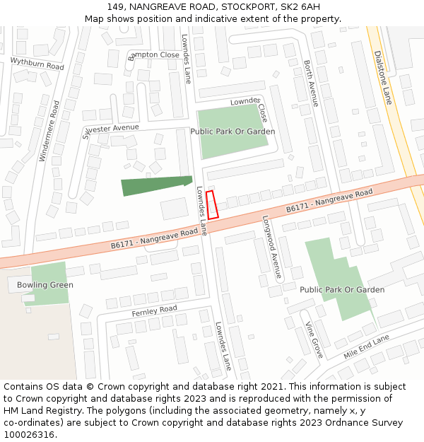 149, NANGREAVE ROAD, STOCKPORT, SK2 6AH: Location map and indicative extent of plot