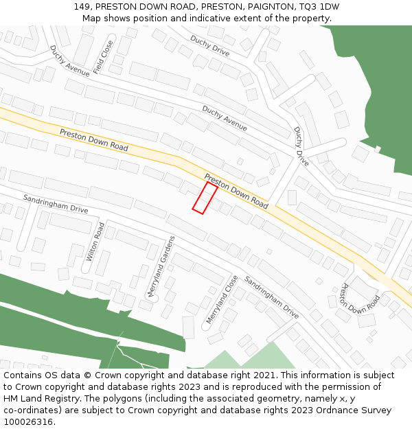 149, PRESTON DOWN ROAD, PRESTON, PAIGNTON, TQ3 1DW: Location map and indicative extent of plot