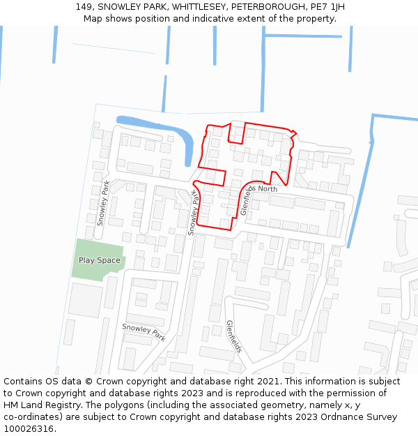 149, SNOWLEY PARK, WHITTLESEY, PETERBOROUGH, PE7 1JH: Location map and indicative extent of plot