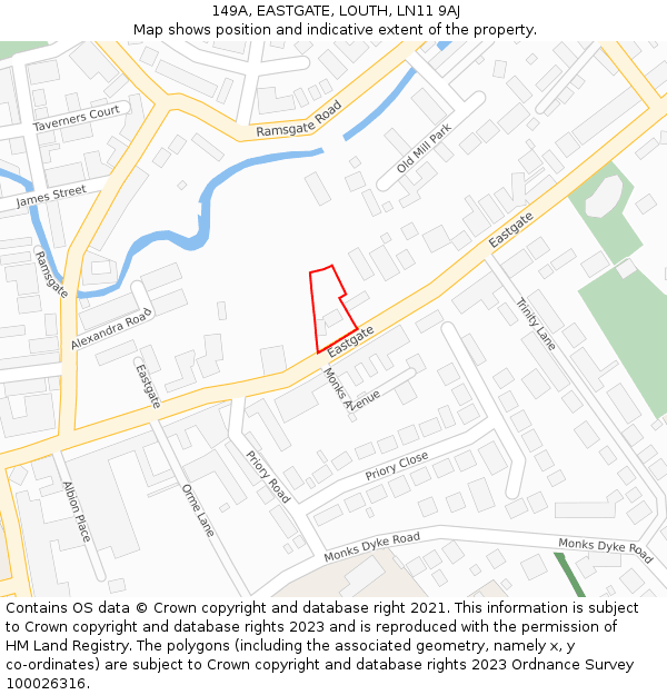 149A, EASTGATE, LOUTH, LN11 9AJ: Location map and indicative extent of plot