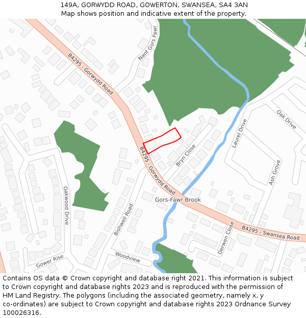 149A, GORWYDD ROAD, GOWERTON, SWANSEA, SA4 3AN: Location map and indicative extent of plot