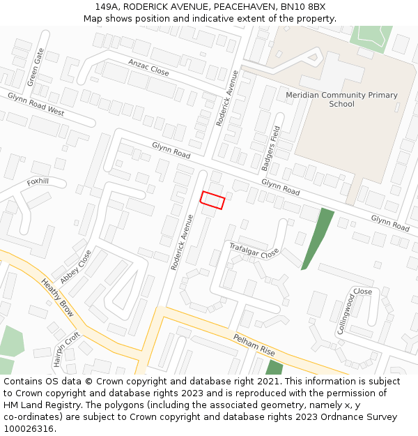 149A, RODERICK AVENUE, PEACEHAVEN, BN10 8BX: Location map and indicative extent of plot