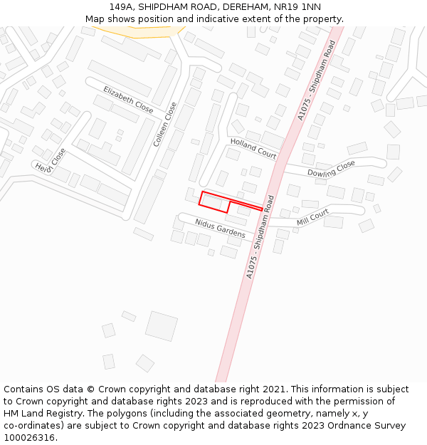 149A, SHIPDHAM ROAD, DEREHAM, NR19 1NN: Location map and indicative extent of plot