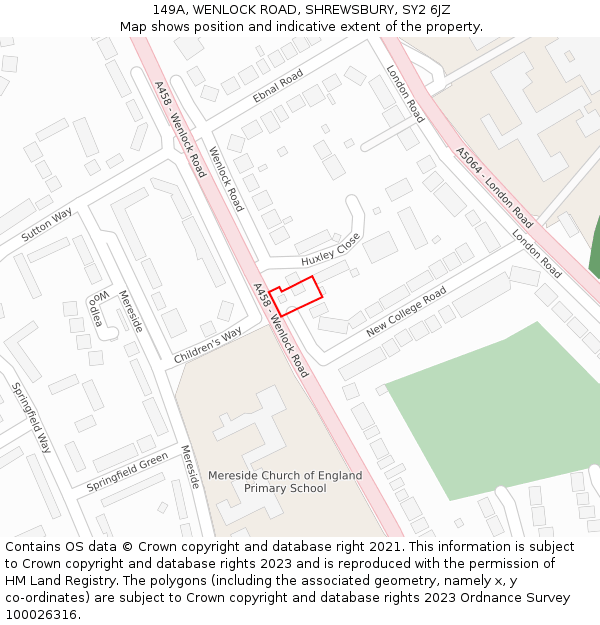 149A, WENLOCK ROAD, SHREWSBURY, SY2 6JZ: Location map and indicative extent of plot