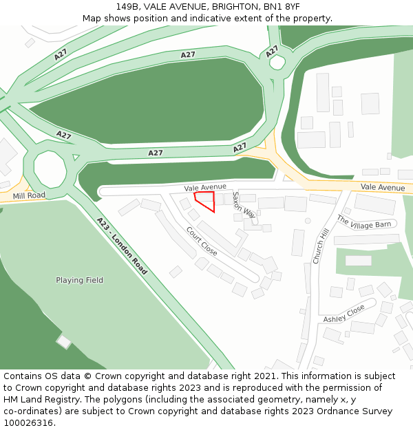 149B, VALE AVENUE, BRIGHTON, BN1 8YF: Location map and indicative extent of plot