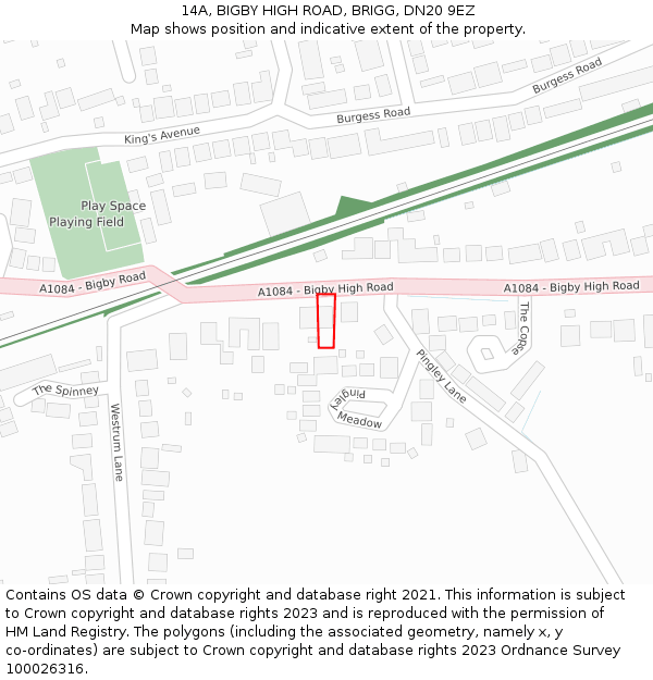 14A, BIGBY HIGH ROAD, BRIGG, DN20 9EZ: Location map and indicative extent of plot