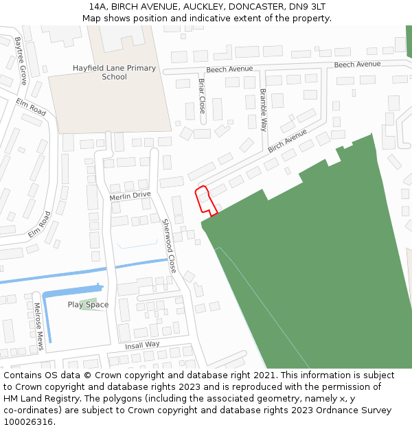 14A, BIRCH AVENUE, AUCKLEY, DONCASTER, DN9 3LT: Location map and indicative extent of plot