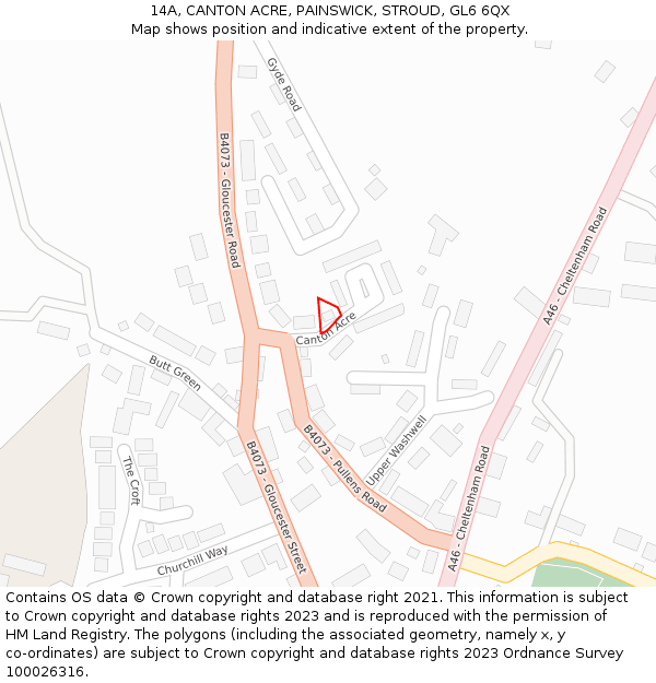 14A, CANTON ACRE, PAINSWICK, STROUD, GL6 6QX: Location map and indicative extent of plot