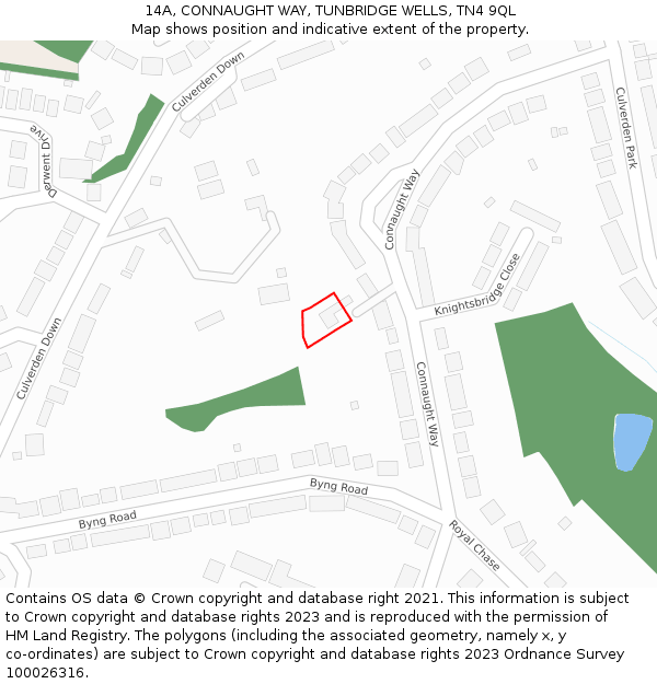 14A, CONNAUGHT WAY, TUNBRIDGE WELLS, TN4 9QL: Location map and indicative extent of plot