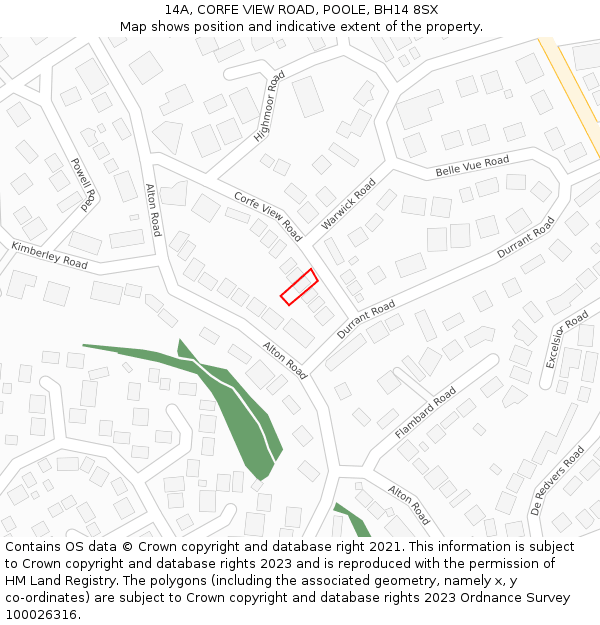 14A, CORFE VIEW ROAD, POOLE, BH14 8SX: Location map and indicative extent of plot