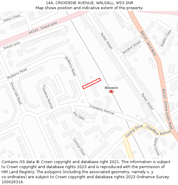 14A, CROXDENE AVENUE, WALSALL, WS3 2NR: Location map and indicative extent of plot