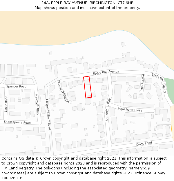 14A, EPPLE BAY AVENUE, BIRCHINGTON, CT7 9HR: Location map and indicative extent of plot