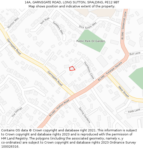 14A, GARNSGATE ROAD, LONG SUTTON, SPALDING, PE12 9BT: Location map and indicative extent of plot