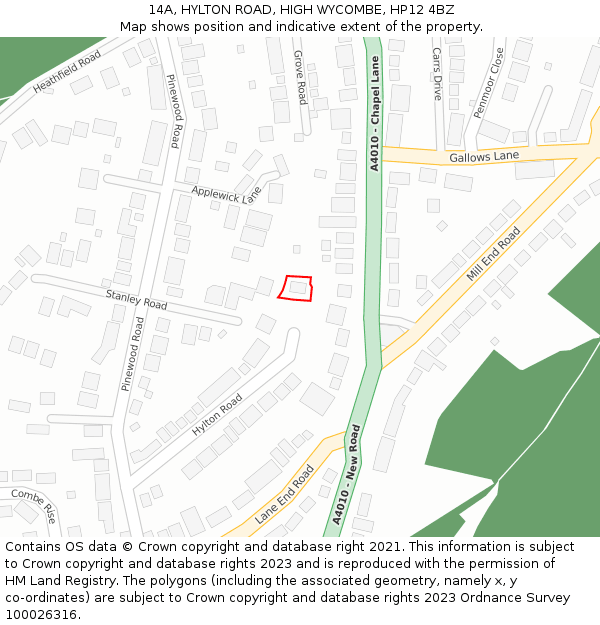 14A, HYLTON ROAD, HIGH WYCOMBE, HP12 4BZ: Location map and indicative extent of plot