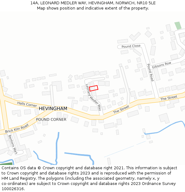 14A, LEONARD MEDLER WAY, HEVINGHAM, NORWICH, NR10 5LE: Location map and indicative extent of plot