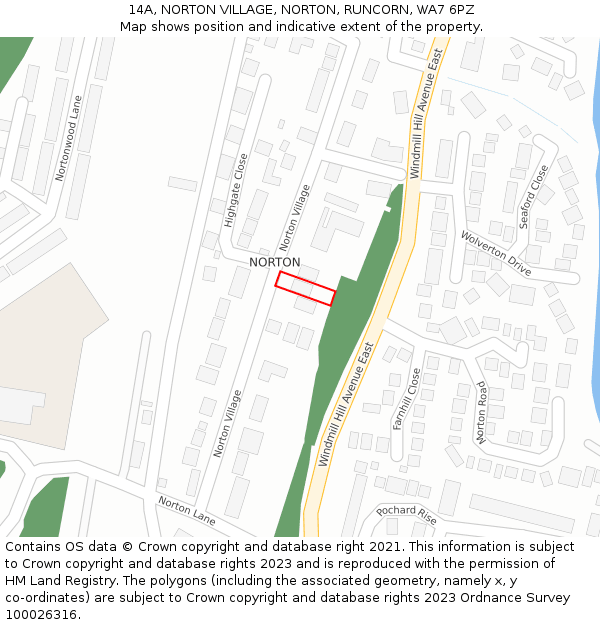 14A, NORTON VILLAGE, NORTON, RUNCORN, WA7 6PZ: Location map and indicative extent of plot