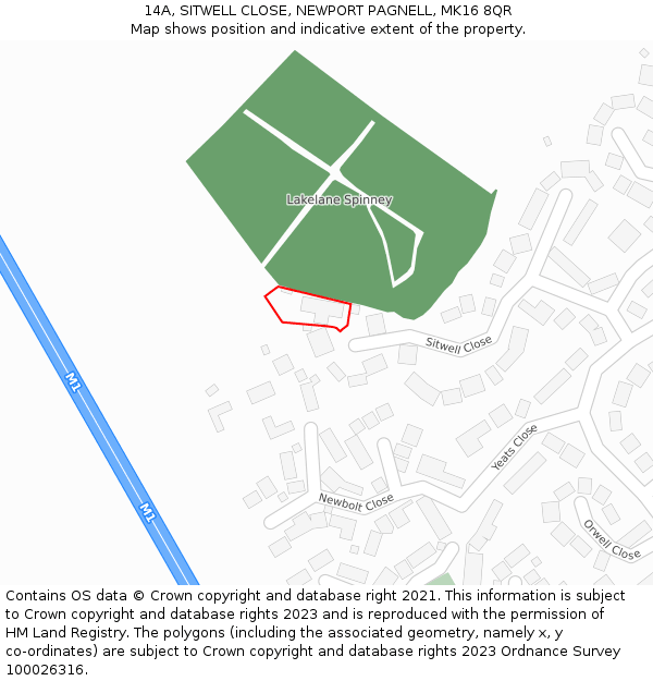 14A, SITWELL CLOSE, NEWPORT PAGNELL, MK16 8QR: Location map and indicative extent of plot