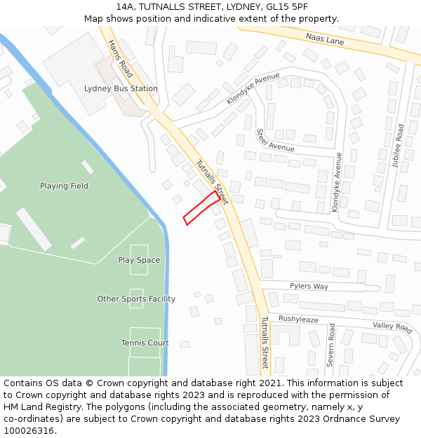 14A, TUTNALLS STREET, LYDNEY, GL15 5PF: Location map and indicative extent of plot