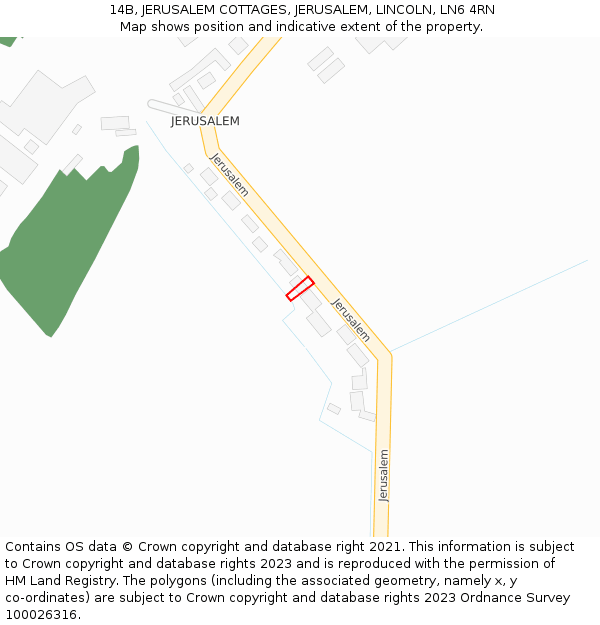 14B, JERUSALEM COTTAGES, JERUSALEM, LINCOLN, LN6 4RN: Location map and indicative extent of plot