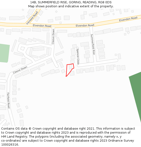 14B, SUMMERFIELD RISE, GORING, READING, RG8 0DS: Location map and indicative extent of plot