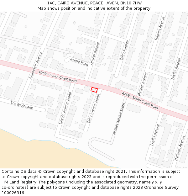 14C, CAIRO AVENUE, PEACEHAVEN, BN10 7HW: Location map and indicative extent of plot