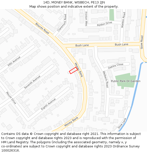 14D, MONEY BANK, WISBECH, PE13 2JN: Location map and indicative extent of plot