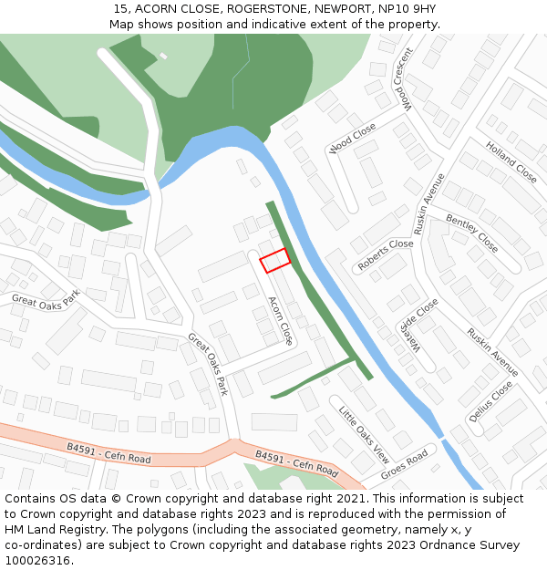 15, ACORN CLOSE, ROGERSTONE, NEWPORT, NP10 9HY: Location map and indicative extent of plot