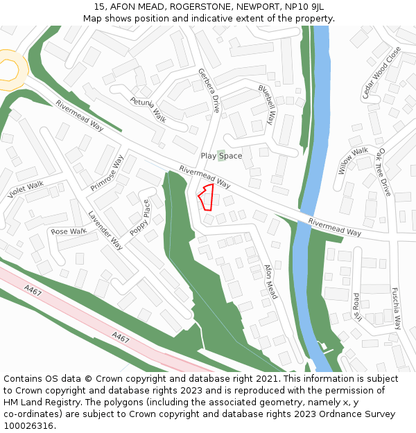 15, AFON MEAD, ROGERSTONE, NEWPORT, NP10 9JL: Location map and indicative extent of plot