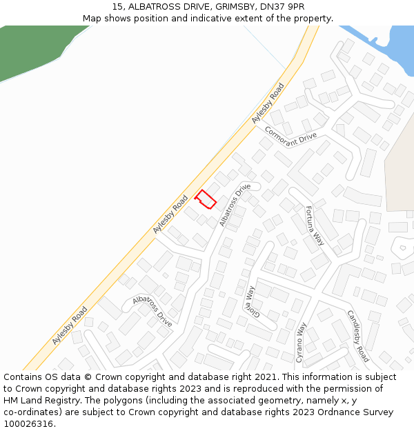 15, ALBATROSS DRIVE, GRIMSBY, DN37 9PR: Location map and indicative extent of plot