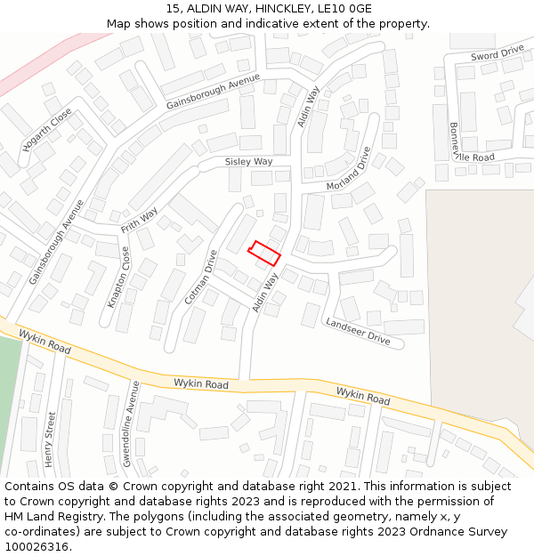 15, ALDIN WAY, HINCKLEY, LE10 0GE: Location map and indicative extent of plot