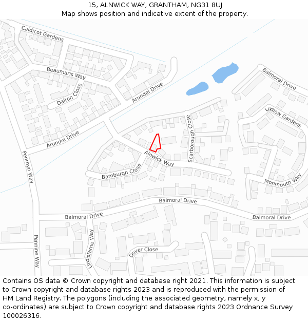 15, ALNWICK WAY, GRANTHAM, NG31 8UJ: Location map and indicative extent of plot