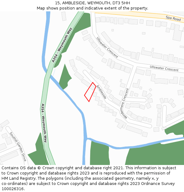 15, AMBLESIDE, WEYMOUTH, DT3 5HH: Location map and indicative extent of plot