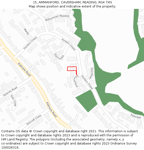 15, AMMANFORD, CAVERSHAM, READING, RG4 7XN: Location map and indicative extent of plot