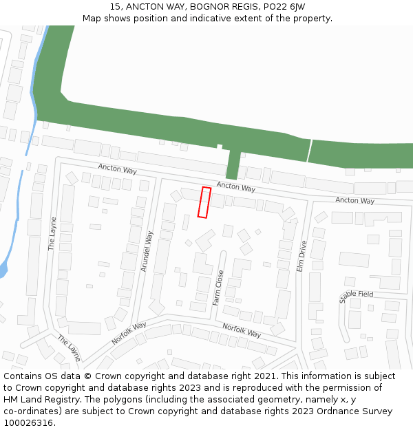 15, ANCTON WAY, BOGNOR REGIS, PO22 6JW: Location map and indicative extent of plot