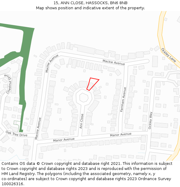15, ANN CLOSE, HASSOCKS, BN6 8NB: Location map and indicative extent of plot