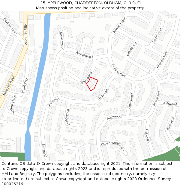 15, APPLEWOOD, CHADDERTON, OLDHAM, OL9 9UD: Location map and indicative extent of plot