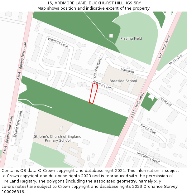 15, ARDMORE LANE, BUCKHURST HILL, IG9 5RY: Location map and indicative extent of plot