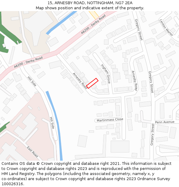 15, ARNESBY ROAD, NOTTINGHAM, NG7 2EA: Location map and indicative extent of plot