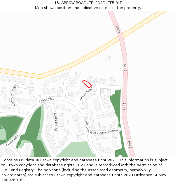 15, ARROW ROAD, TELFORD, TF5 0LF: Location map and indicative extent of plot