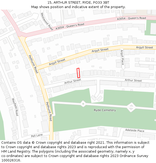 15, ARTHUR STREET, RYDE, PO33 3BT: Location map and indicative extent of plot