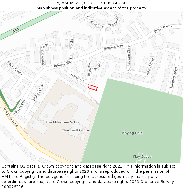 15, ASHMEAD, GLOUCESTER, GL2 9RU: Location map and indicative extent of plot