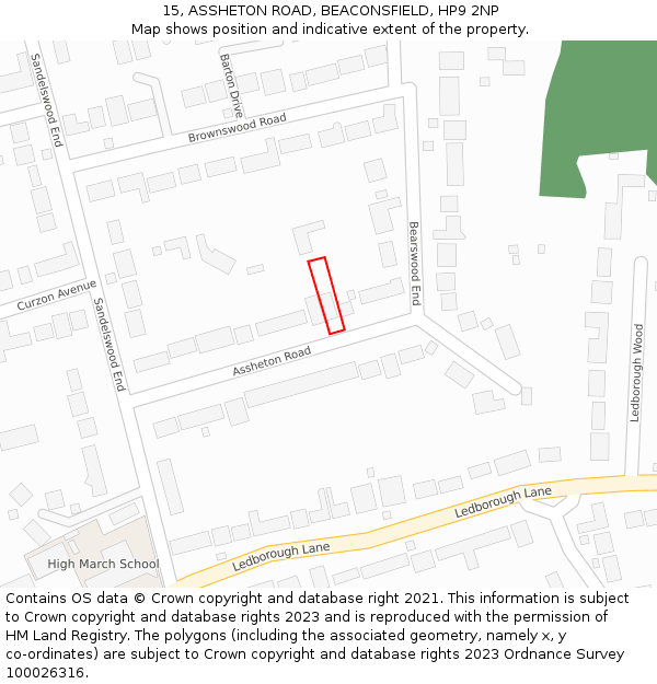 15, ASSHETON ROAD, BEACONSFIELD, HP9 2NP: Location map and indicative extent of plot