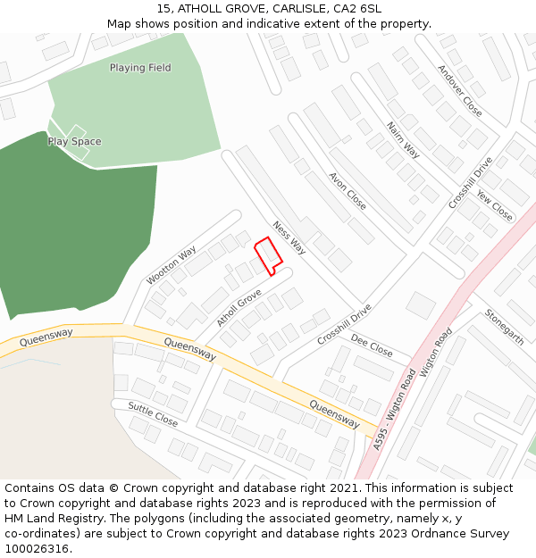 15, ATHOLL GROVE, CARLISLE, CA2 6SL: Location map and indicative extent of plot