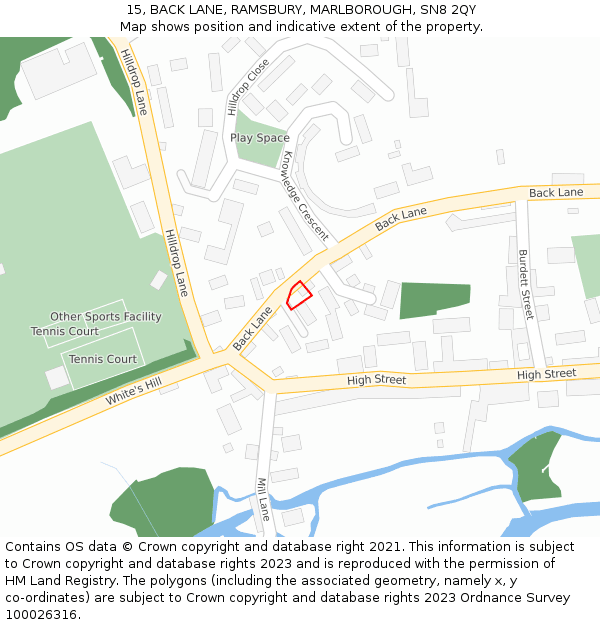15, BACK LANE, RAMSBURY, MARLBOROUGH, SN8 2QY: Location map and indicative extent of plot