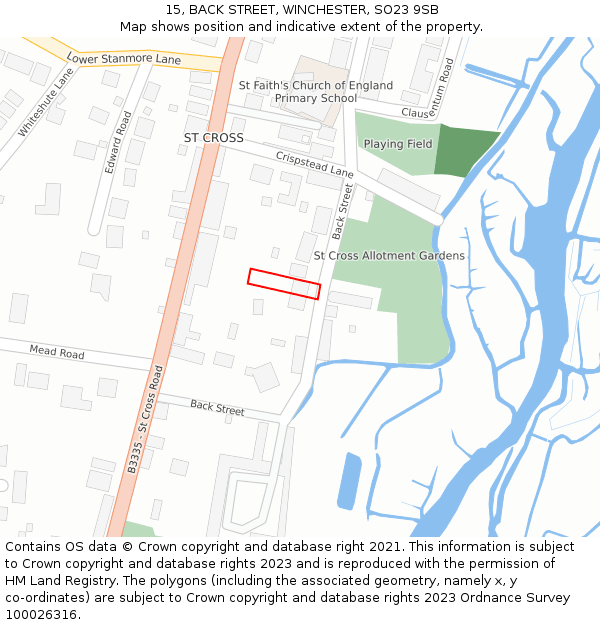 15, BACK STREET, WINCHESTER, SO23 9SB: Location map and indicative extent of plot