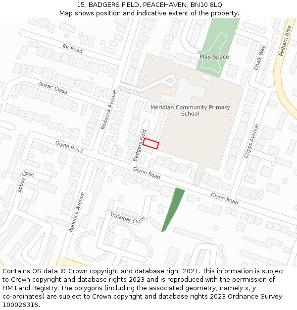 15, BADGERS FIELD, PEACEHAVEN, BN10 8LQ: Location map and indicative extent of plot