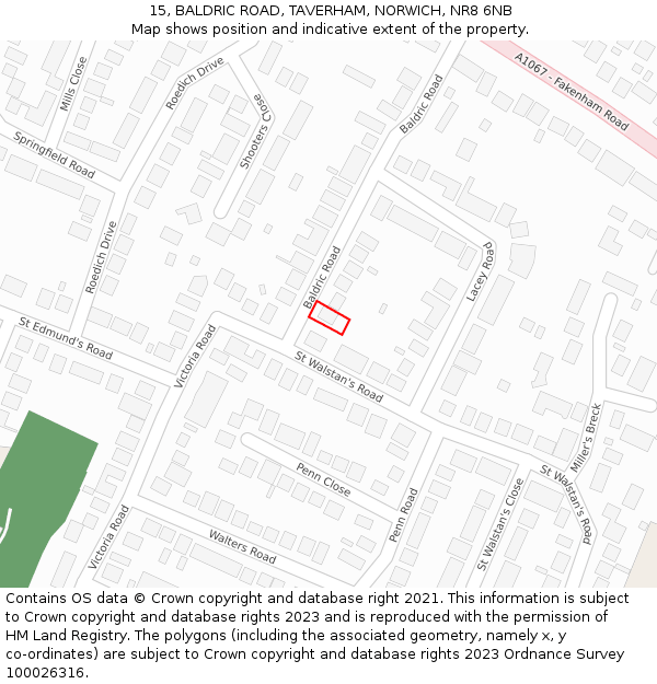 15, BALDRIC ROAD, TAVERHAM, NORWICH, NR8 6NB: Location map and indicative extent of plot