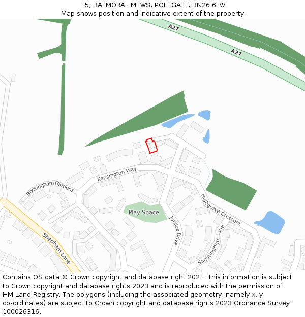 15, BALMORAL MEWS, POLEGATE, BN26 6FW: Location map and indicative extent of plot