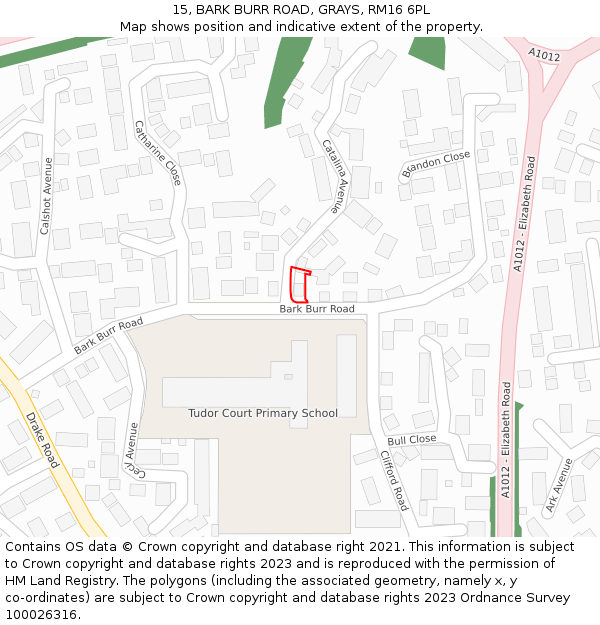 15, BARK BURR ROAD, GRAYS, RM16 6PL: Location map and indicative extent of plot